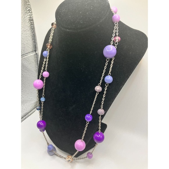 Long Spaced Multi-Color Bead Station 49.25 Inch Necklace! - Picture 3 of 8